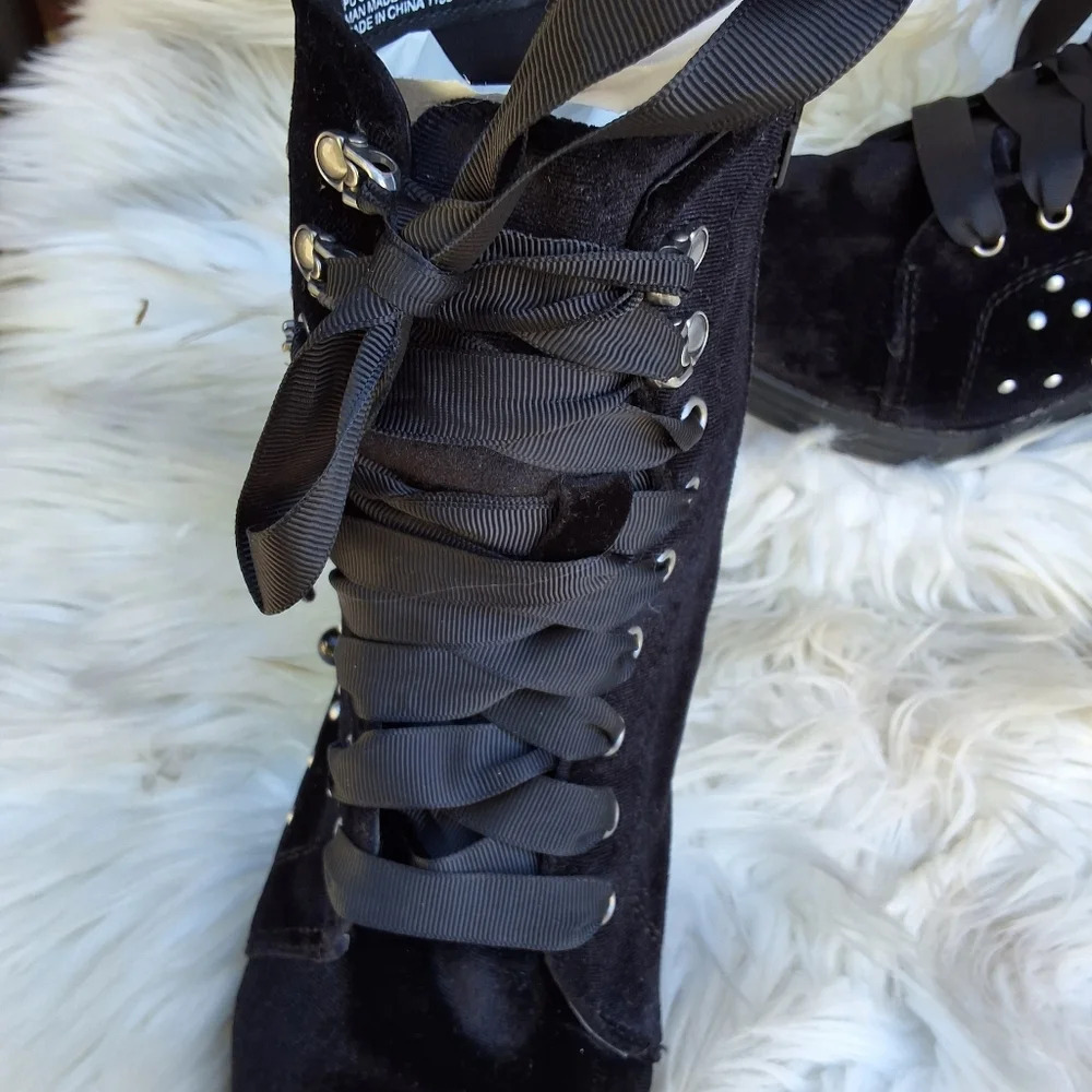 Madden Veera Velvet embellished Combat boots 9 - Picture 7 of 16